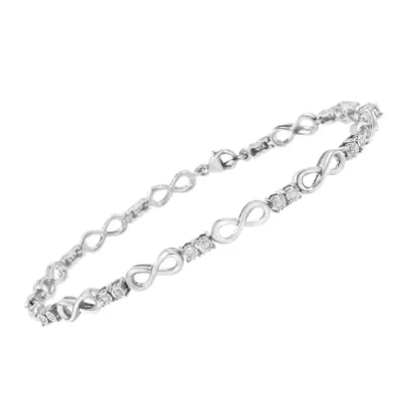 .925 Sterling Silver 1/4 cttw Miracle Set Diamond Infinity Link Bracelet