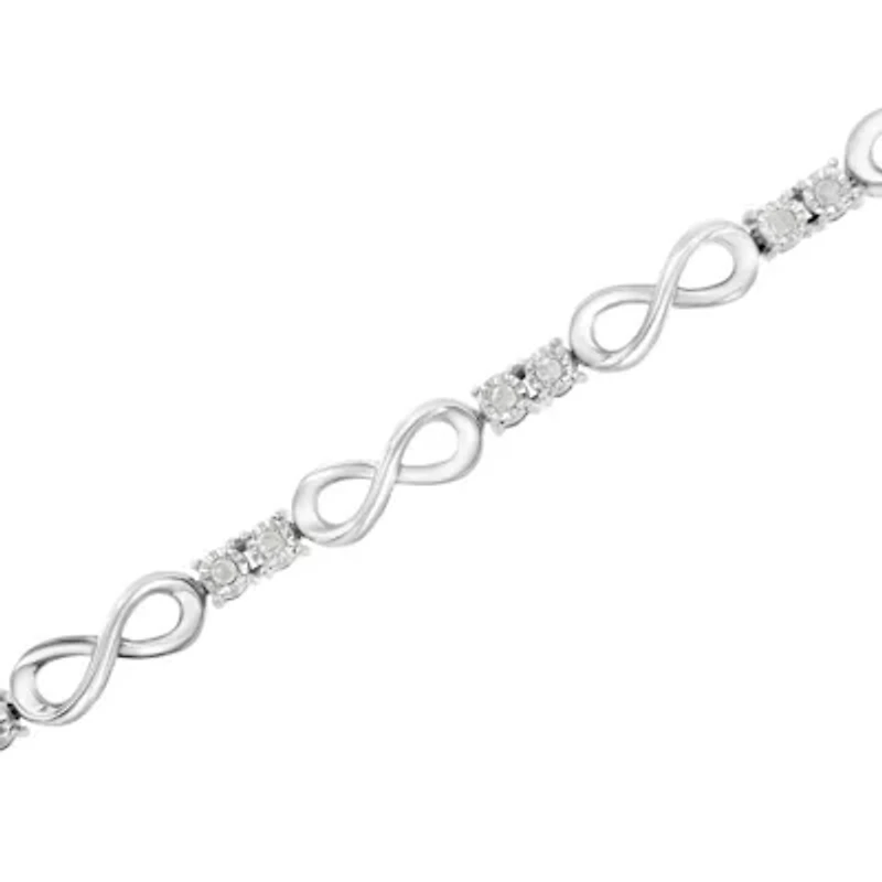 .925 Sterling Silver 1/4 cttw Miracle Set Diamond Infinity Link Bracelet