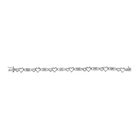 925 Sterling Silver 1/5 Cttw Diamond Double Heart Link Bracelet - 7.25" Inches