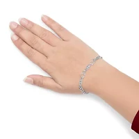 925 Sterling Silver 1/5 Cttw Diamond Double Heart Link Bracelet - 7.25" Inches