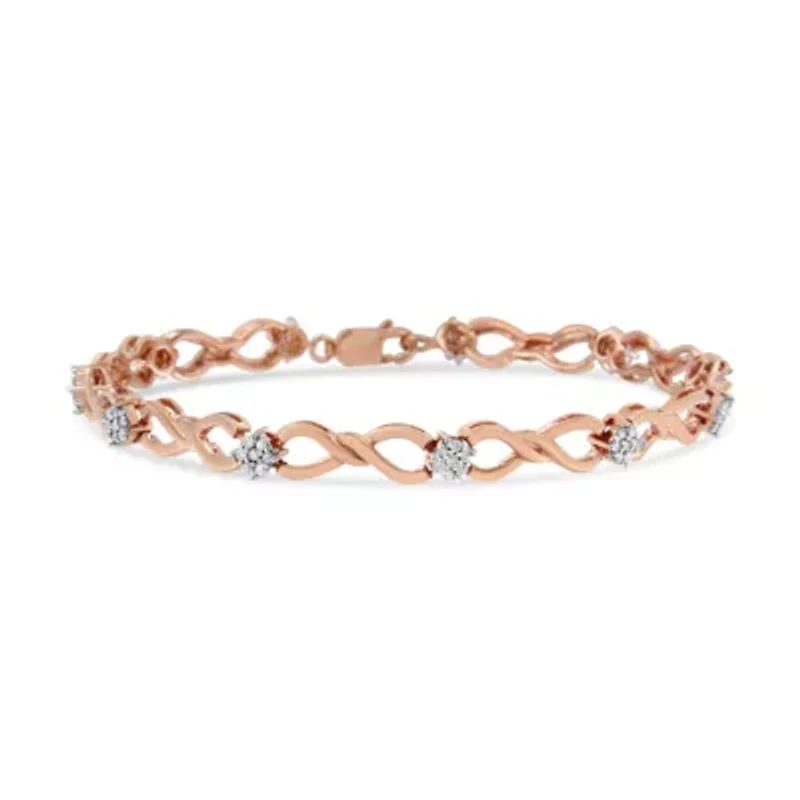 10K Rose Gold Plated Silver 1/2 Cttw Diamond Infinity Link Tennis Bracelet -7”