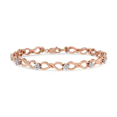 10K Rose Gold Plated Silver 1/2 Cttw Diamond Infinity Link Tennis Bracelet -7”