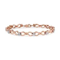 10K Rose Gold Plated Silver 1/2 Cttw Diamond Infinity Link Tennis Bracelet -7”
