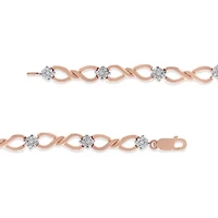 10K Rose Gold Plated Silver 1/2 Cttw Diamond Infinity Link Tennis Bracelet -7”