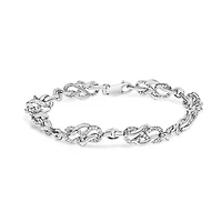 Silver 1.0 Cttw Diamond Infinity Loop and Swirl Link Bracelet