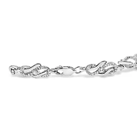Silver 1.0 Cttw Diamond Infinity Loop and Swirl Link Bracelet