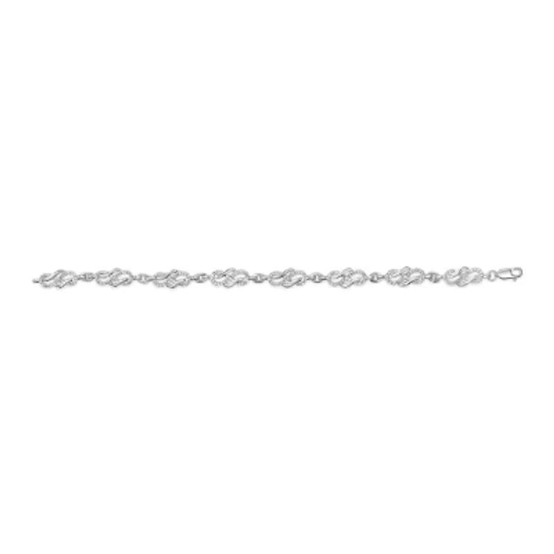 Silver 1.0 Cttw Diamond Infinity Loop and Swirl Link Bracelet