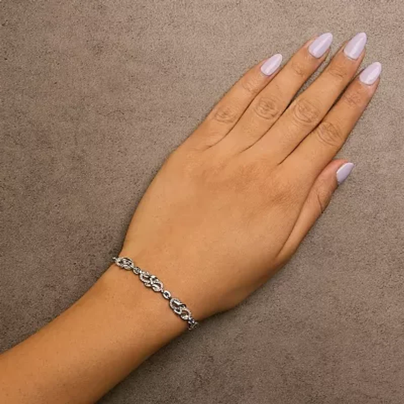 Silver 1.0 Cttw Diamond Infinity Loop and Swirl Link Bracelet