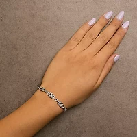 Silver 1.0 Cttw Diamond Infinity Loop and Swirl Link Bracelet