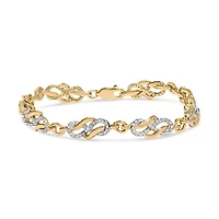 14K Yellow Gold over Silver 1.0 Cttw Diamond Infinity Loop and Swirl Link Bracelet