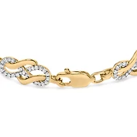 14K Yellow Gold over Silver 1.0 Cttw Diamond Infinity Loop and Swirl Link Bracelet
