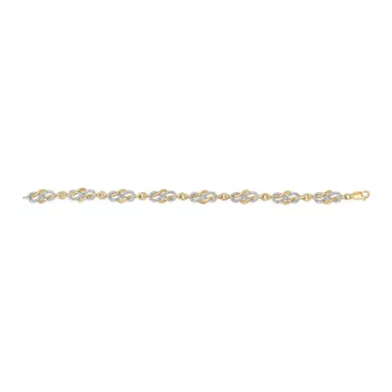 14K Yellow Gold over Silver 1.0 Cttw Diamond Infinity Loop and Swirl Link Bracelet