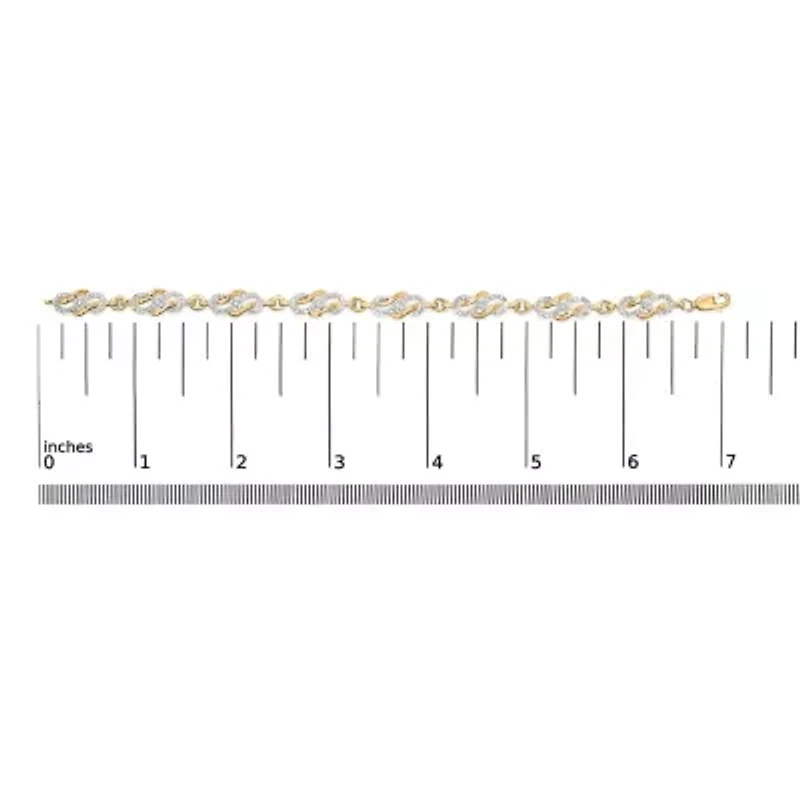 14K Yellow Gold over Silver 1.0 Cttw Diamond Infinity Loop and Swirl Link Bracelet