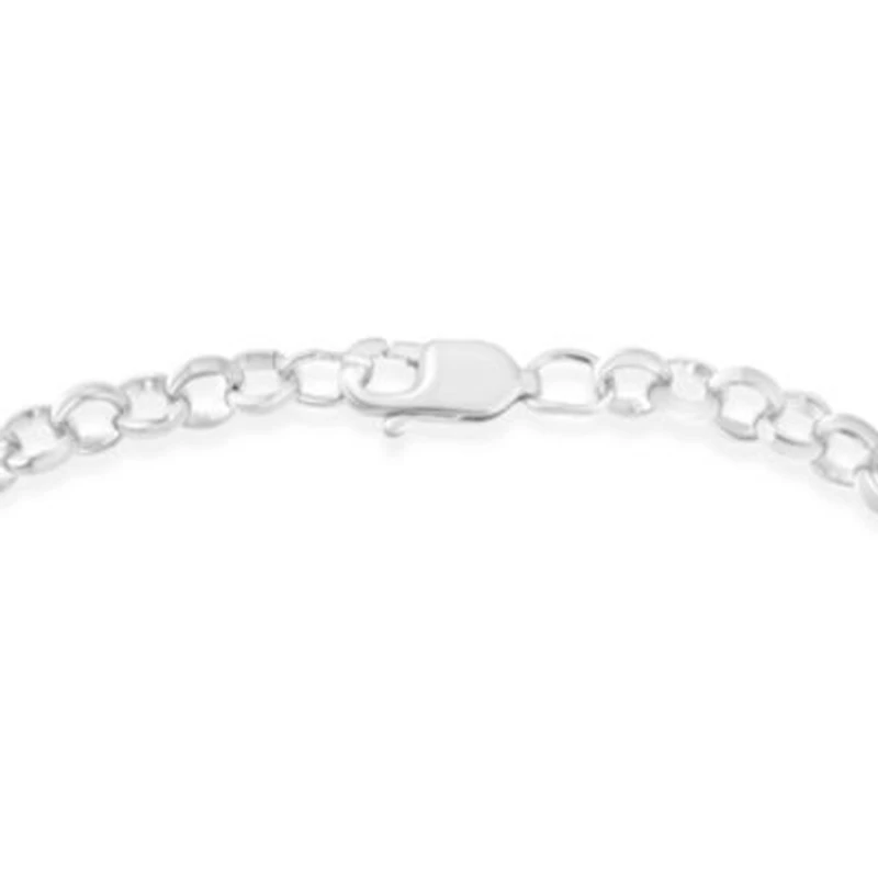 Silver 1/4 Cttw Diamond-Accented Heart and Ribbon Charm 7" Link Chain Bracelet
