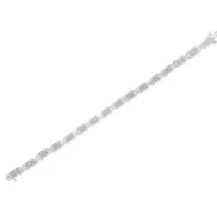 .925 Sterling Silver 1-1/2 Cttw Diamond Cluster X Link 7" Tennis Bracelet