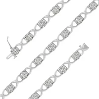 Sterling Silver Rose-Cut Diamond Love Locks Link Bracelet