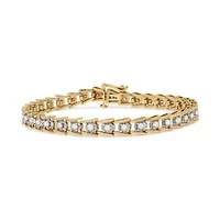 14K Yellow Gold Plated Silver 2.00 Cttw Miracle Set Diamond Wave Link Bracelet
