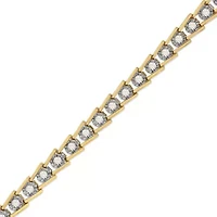 14K Yellow Gold Plated Silver 2.00 Cttw Miracle Set Diamond Wave Link Bracelet