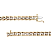 14K Yellow Gold Plated Silver 2.00 Cttw Miracle Set Diamond Wave Link Bracelet