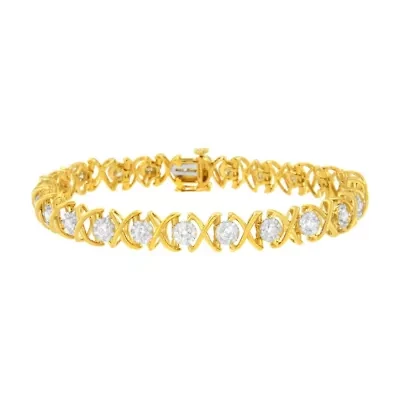 10K Yellow Gold Plated Sterling Silver 2 cttw Diamond "XOXO" Bracelet .25"