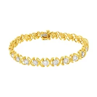 10K Yellow Gold Plated Sterling Silver 2 cttw Diamond "XOXO" Bracelet .25"