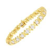 10K Yellow Gold Plated Sterling Silver 2 cttw Diamond "XOXO" Bracelet .25"
