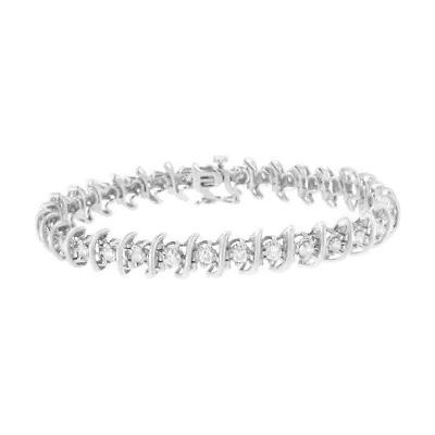 .925 Sterling Silver 3 cttw Diamond "S" Link Bracelet - Size 7.5"