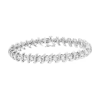 .925 Sterling Silver 3 cttw Diamond "S" Link Bracelet - Size 7.5"