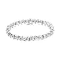 .925 Sterling Silver 3 cttw Diamond "S" Link Bracelet - Size 7.5"