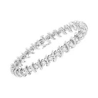 .925 Sterling Silver 3 cttw Diamond "S" Link Bracelet - Size 7.5"