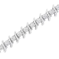 .925 Sterling Silver 3 cttw Diamond "S" Link Bracelet - Size 7.5"