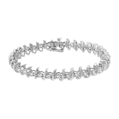.925 Sterling Silver 1 cttw Prong-Set Diamond Link Bracelet - 7.25"