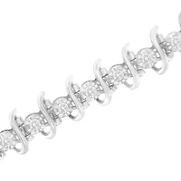 .925 Sterling Silver 1 cttw Prong-Set Diamond Link Bracelet - 7.25"