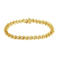 10KT Yellow Gold Plated Silver 1 cttw Prong-Set Diamond Link Bracelet - 7.5"
