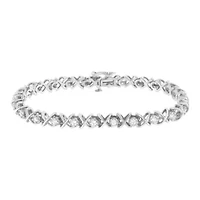Silver 1 cttw Brilliant Round-Cut Diamond "X" Link Bracelet - Size 7"