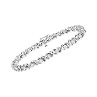 Silver 1 cttw Brilliant Round-Cut Diamond "X" Link Bracelet - Size 7"