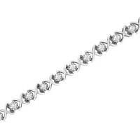 Silver 1 cttw Brilliant Round-Cut Diamond "X" Link Bracelet - Size 7"