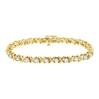 10K Yellow Gold Plated Sterling Silver 1 cttw Diamond Link Bracelet - Size 7"