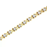 10K Yellow Gold Plated Sterling Silver 1 cttw Diamond Link Bracelet - Size 7"