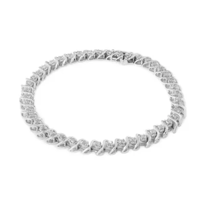.925 Sterling Silver 1.0 Cttw Round Miracle-Set Diamond 7" Tennis Bracelet