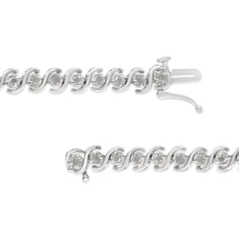 .925 Sterling Silver 1.0 Cttw Round Miracle-Set Diamond 7" Tennis Bracelet
