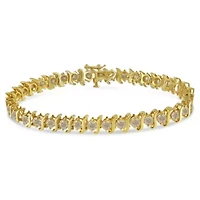10K Yellow Gold Plated Silver 7.0 cttw 2-Prong Set Diamond "S" Link Bracelet