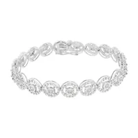 Silver / Cttw Diamond Nested Circle Miracle Set Open Wheel Link Bracelet