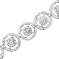 Silver / Cttw Diamond Nested Circle Miracle Set Open Wheel Link Bracelet