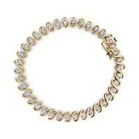 Yellow Plated Sterling Silver Round-Cut Diamond Bracelet