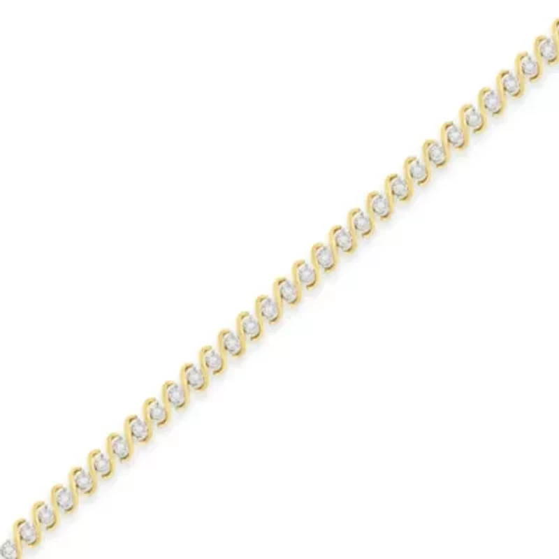 Yellow Plated Sterling Silver Round-Cut Diamond Bracelet