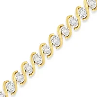 Yellow Plated Sterling Silver Round-Cut Diamond Bracelet