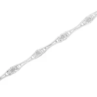 Silver 1/4 Cttw Diamond Miracle-Set Flared-Bar 7" Link-Style Tennis Bracelet