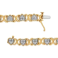 14KY Yellow Gold Plated Silver 1.00 Cttw Diamond Heart and X Link Bracelet