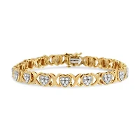 14KY Yellow Gold Plated Silver 1.00 Cttw Diamond Heart and X Link Bracelet